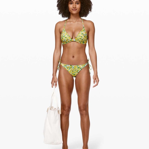 Lululemon  White Multi Deep Sea Swim Sun Soaker Bikini Lemon Print Size 6 - Picture 3 of 8